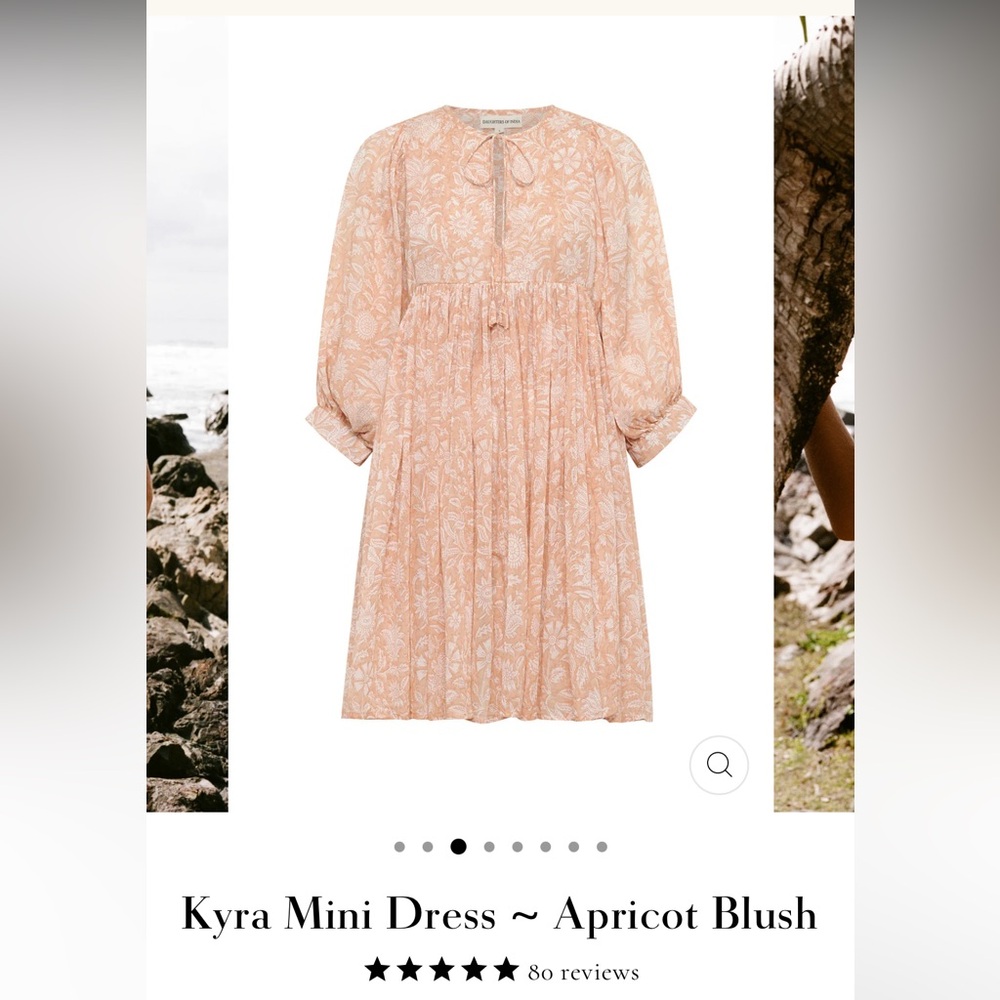 Daughters of India Floral Mini Dress - Apricot